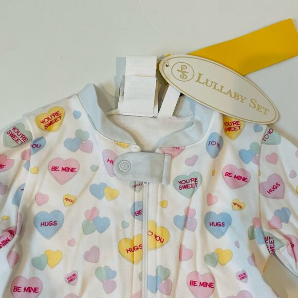 NWT Lullaby Set NB Blue Convo Heart Footie - Picture 4 of 6